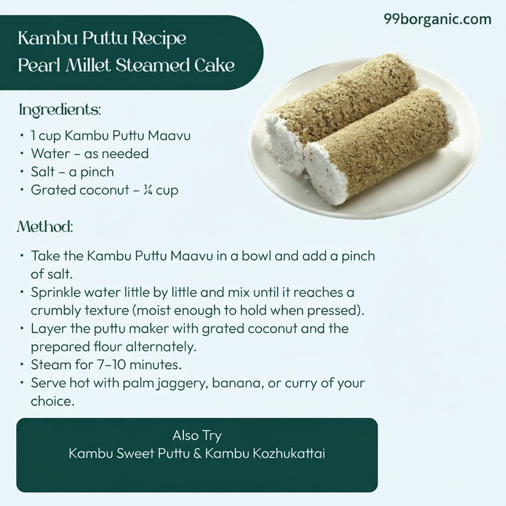 Organic kambu puttu maavu pearl millet flour 250g healthy millet breakfast by 99B Organic