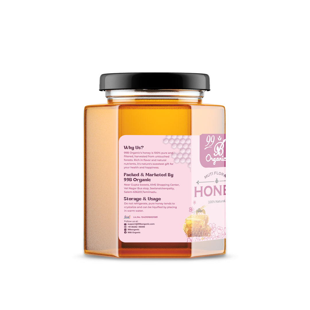Organic multi floral honey pure wildflower raw honey healthy sweetener by 99B Organic