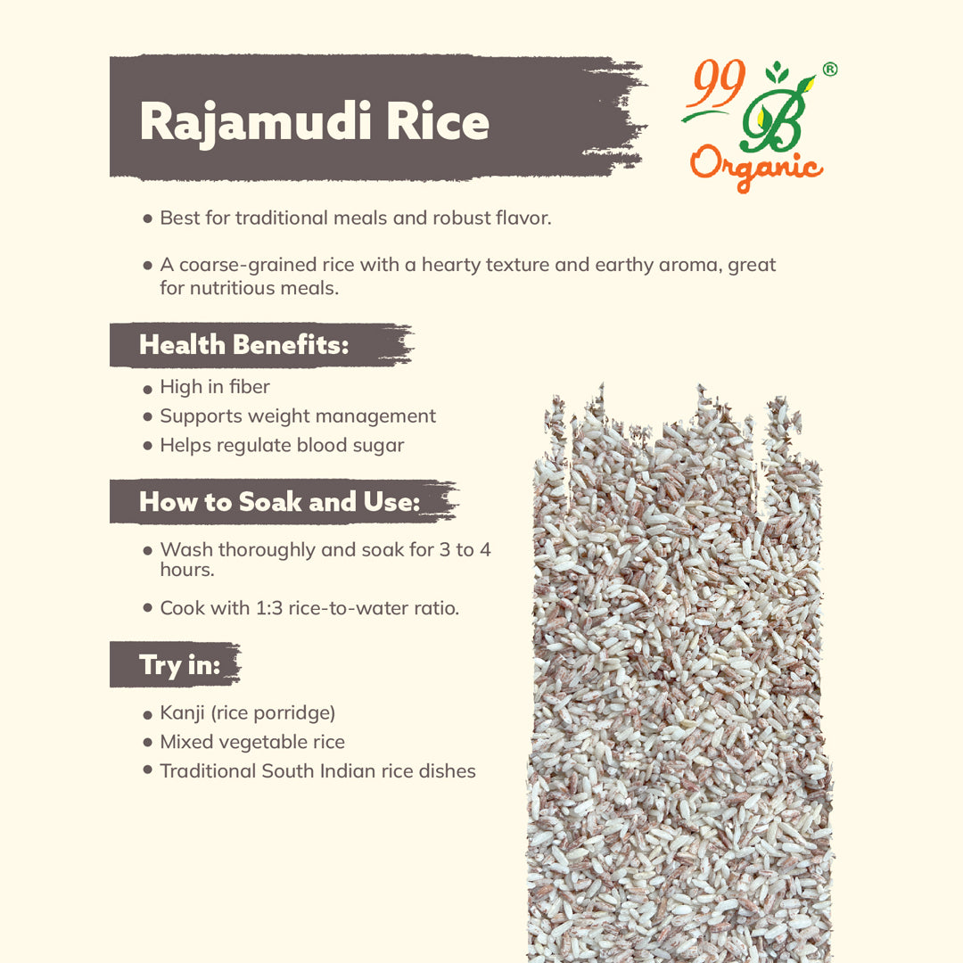 Rajamudi Rice 500g | Karnataka Heritage Rice – 99B Organic