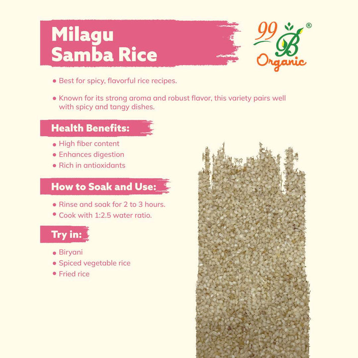 Milagu Samba Rice 500g - 99B Organic