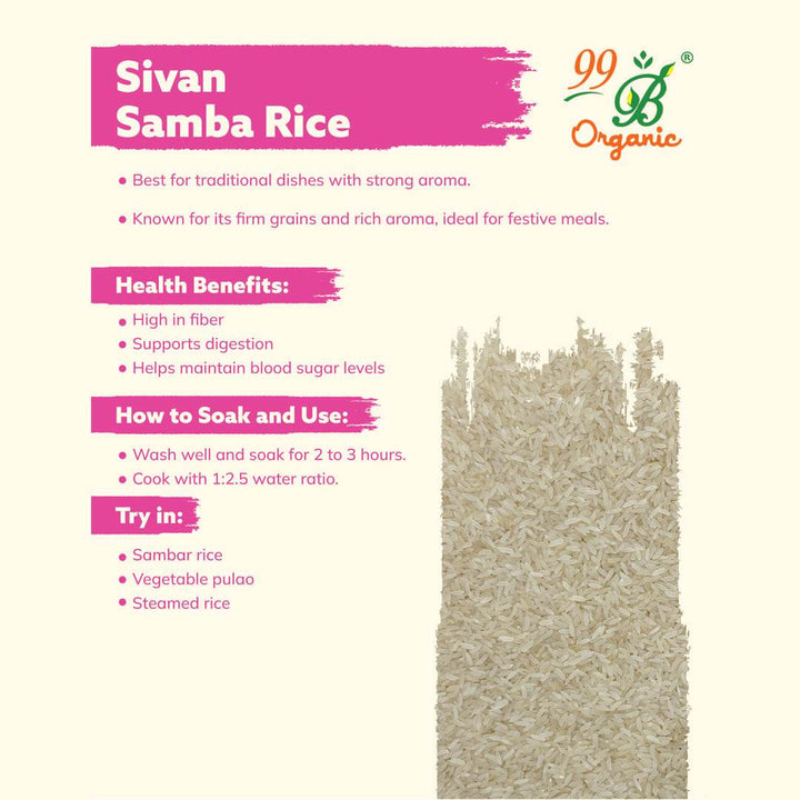 Sivan Samba Rice 1kg - 99B Organic