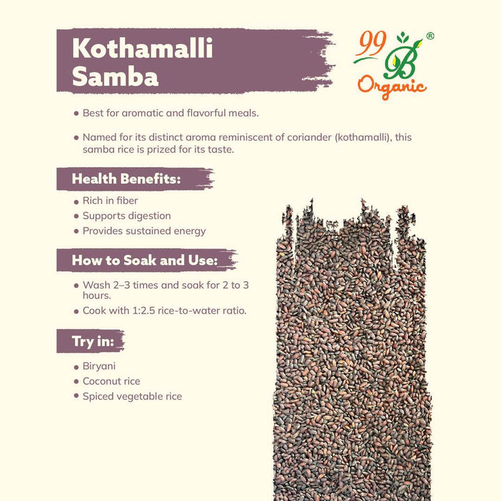 Kothamalli Samba Rice 500g - 99B Organic