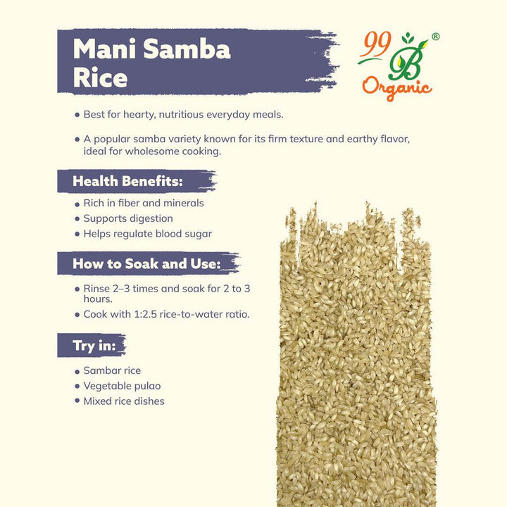 Mani Samba Rice 500g - 99B Organic