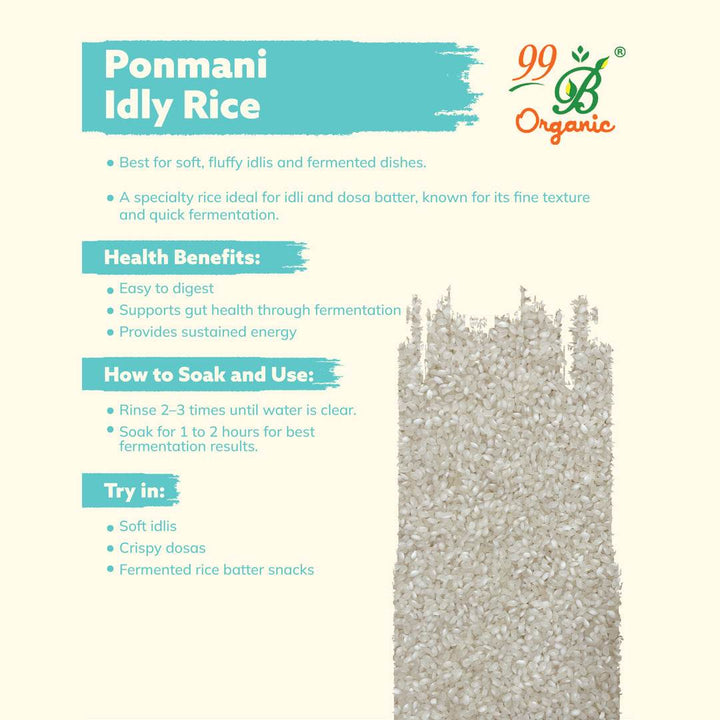 Ponmani Idly Rice 1kg - 99B Organic