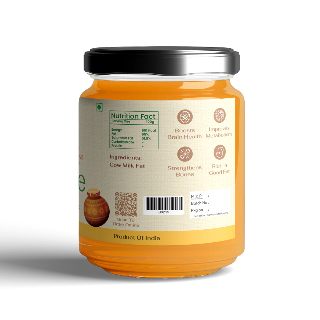 Shop organic A2 ghee online at 99B Organic. Explore traditional bilona desi cow ghee made from naattu maadu milk for healthy cooking and wellness.