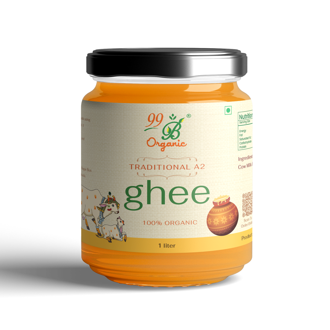 Organic A2 naattu maadu ghee 1000ml pure desi cow bilona ghee by 99B Organic
