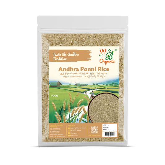 Andhra Ponni rice 500g – traditional soft-cooking Ponni variety Andhra Pradesh 99B Organic