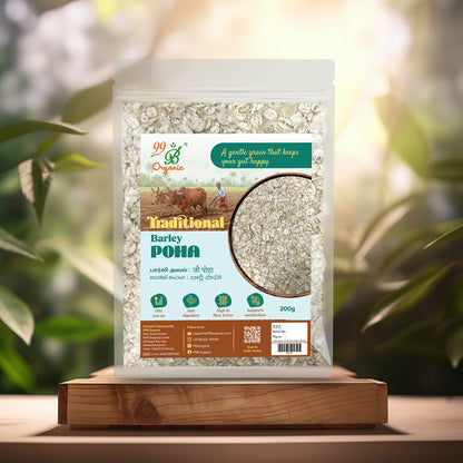 Organic barley poha wholegrain flakes 200g healthy fiber rich breakfast by 99B Organic