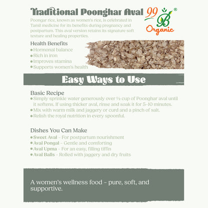 Organic poonghar poha heritage rice flakes 200g traditional healthy breakfast by 99B Organic