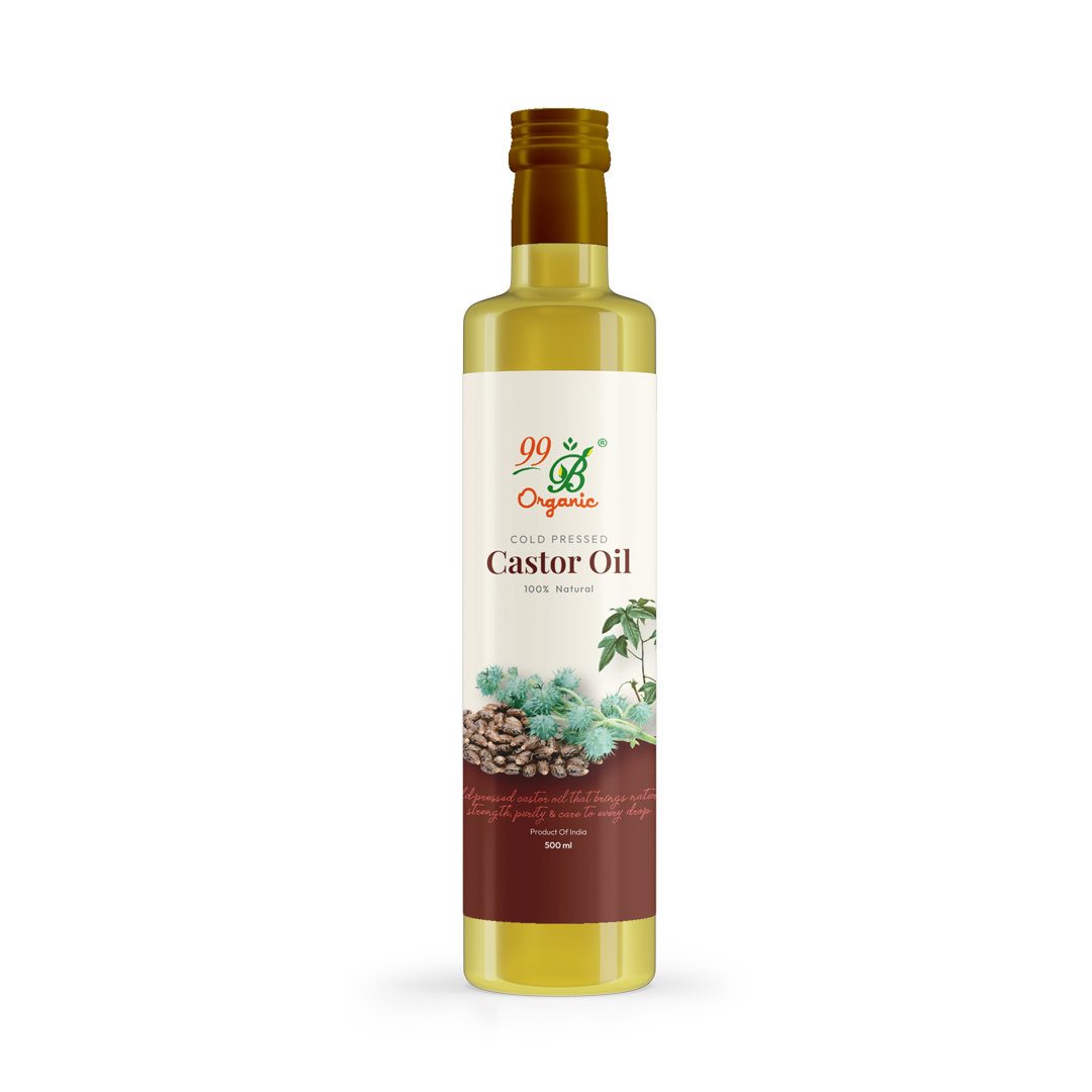 Organic castor oil cold pressed wellness oil 500ml pure natural oil by 99B Organic