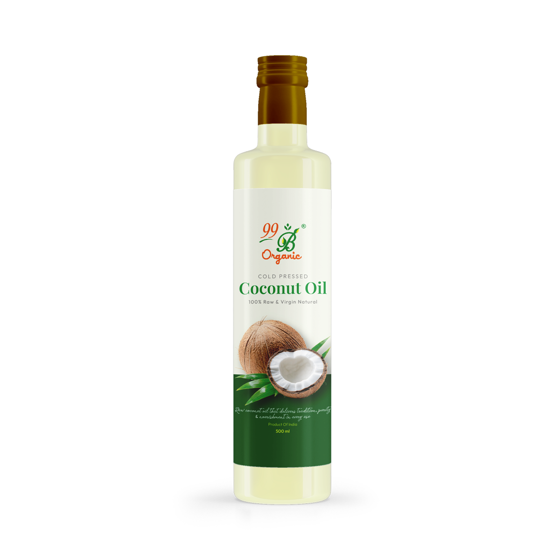 Organic coconut oil cold pressed virgin oil 500ml pure natural cooking oil by 99B Organic