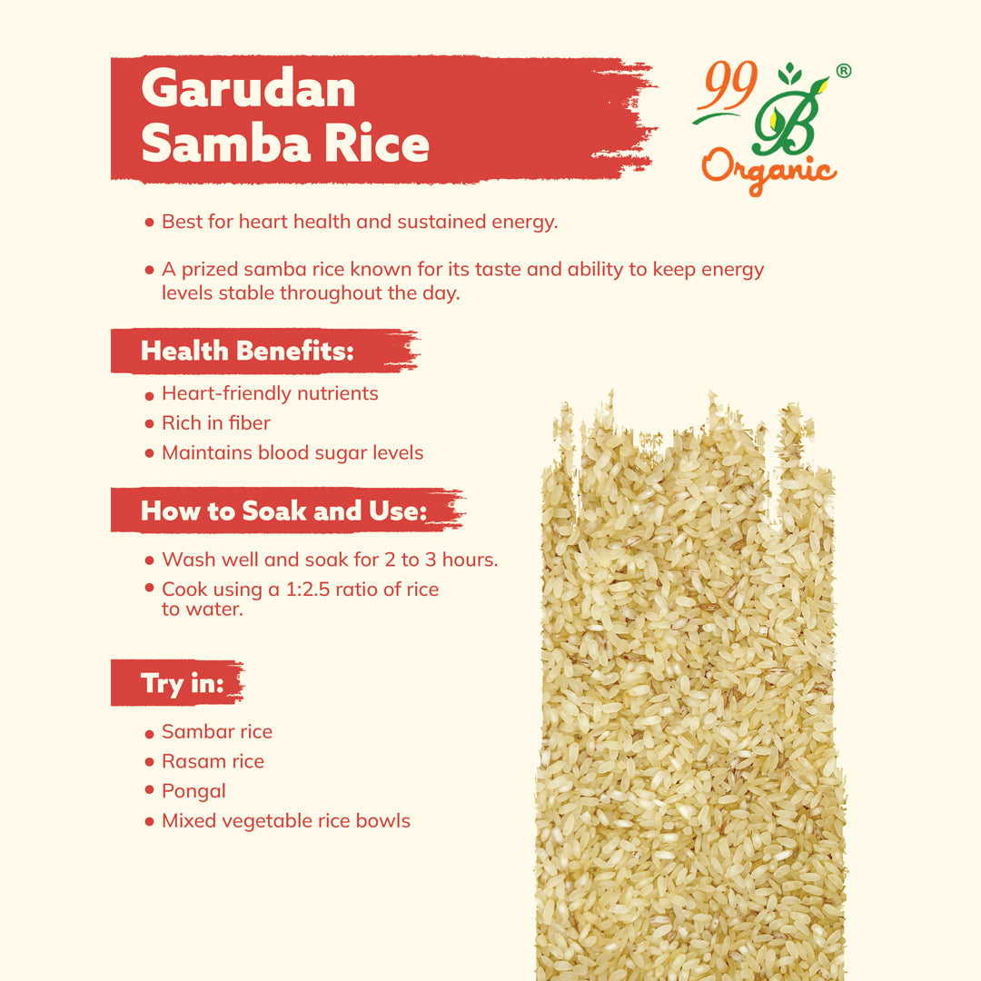 Garudan Samba Rice 500g | Traditional Heritage Rice – 99B Organic