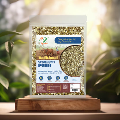 Organic green moong poha moong flakes 200g protein rich healthy breakfast by 99B Organic