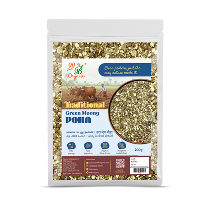 Organic green moong poha moong flakes 200g protein rich healthy breakfast by 99B Organic