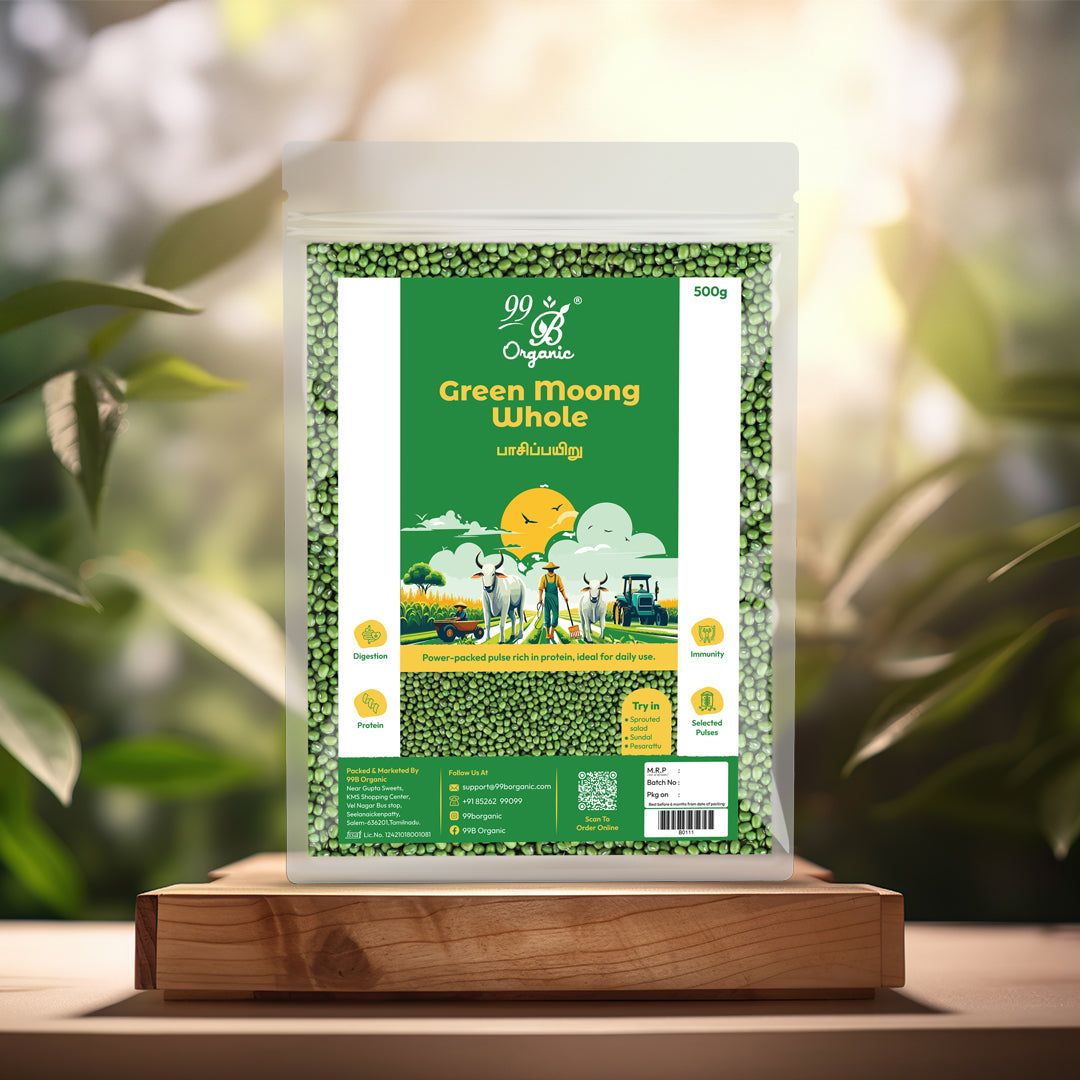 Organic green moong whole green gram 500g protein rich traditional pulse by 99B Organic