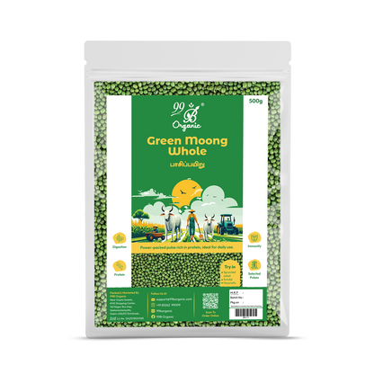 Organic green moong whole green gram 500g protein rich traditional pulse by 99B Organic