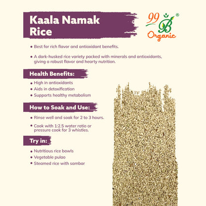 Kaala Namak Rice 500g | Aromatic Heritage Rice Buy Online – 99B Organic