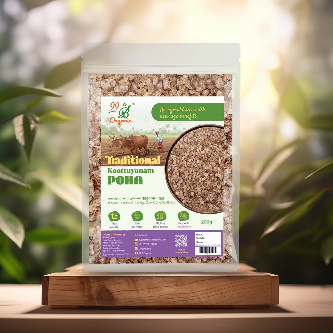 Organic kaattuyanam poha heritage rice flakes 200g traditional healthy breakfast by 99B Organic