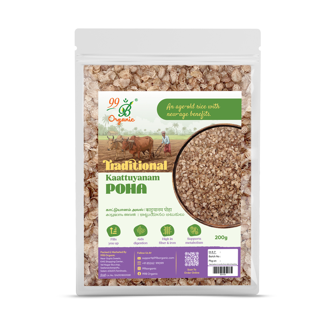 Organic kaattuyanam poha heritage rice flakes 200g traditional healthy breakfast by 99B Organic