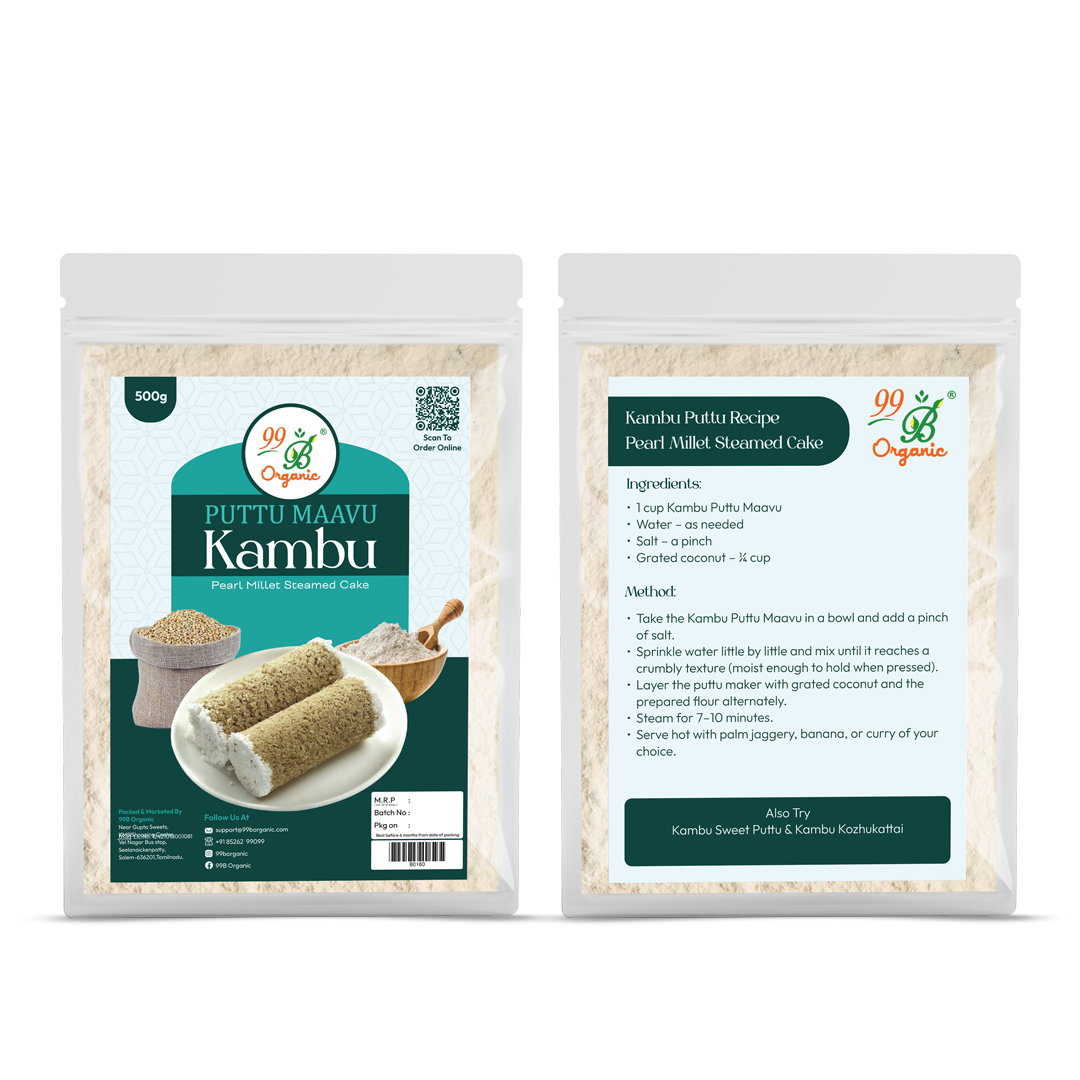 Organic kambu puttu maavu pearl millet flour 250g healthy millet breakfast by 99B Organic