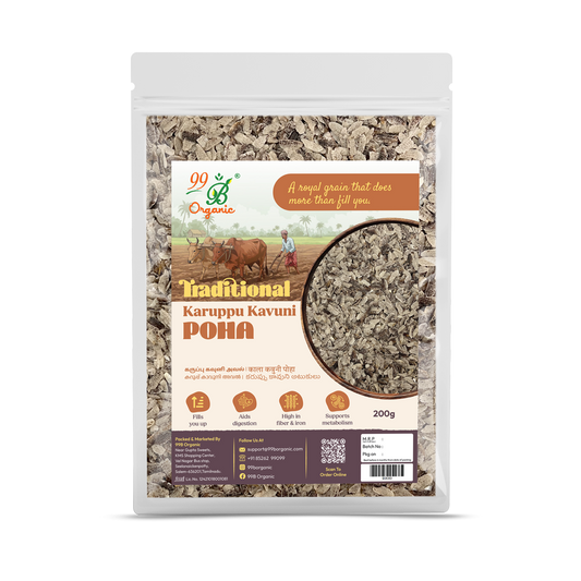 Organic karuppu kavuni poha black rice flakes 200g antioxidant rich breakfast by 99B Organic
