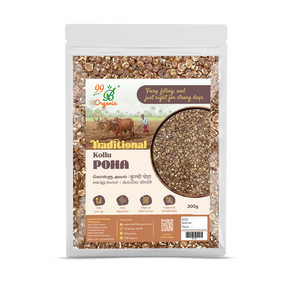 Organic kollu poha horse gram flakes 200g protein rich breakfast by 99B Organic