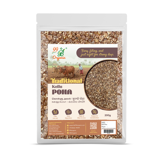 Organic kollu poha horse gram flakes 200g protein rich breakfast by 99B Organic