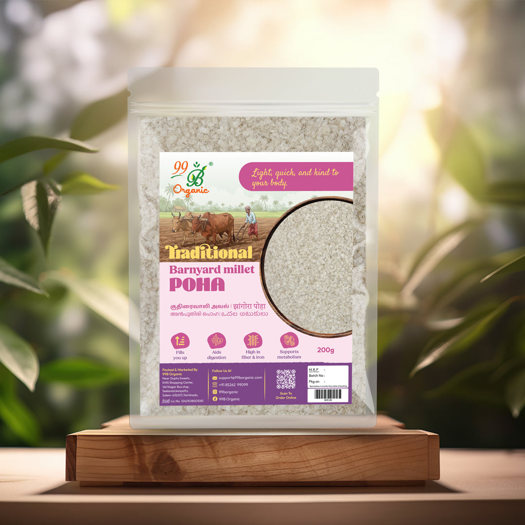 Organic kuthiravali aval barnyard millet poha 200g gluten free breakfast by 99B Organic