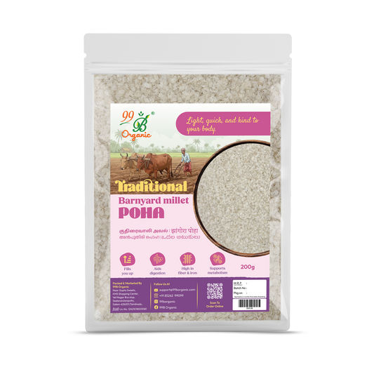 Organic kuthiravali aval barnyard millet poha 200g gluten free breakfast by 99B Organic