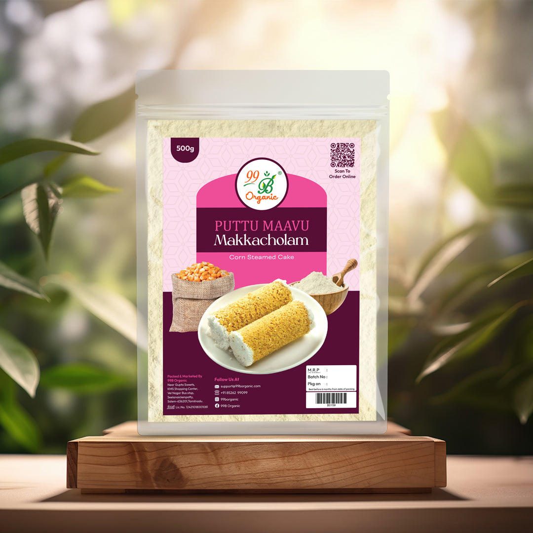 Organic makka cholam puttu maavu corn flour 250g traditional breakfast mix by 99B Organic