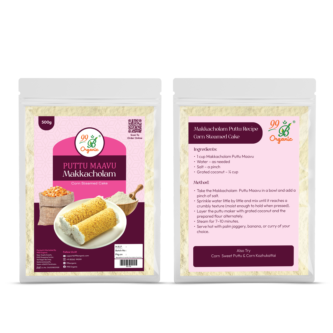 Organic makka cholam puttu maavu corn flour 250g traditional breakfast mix by 99B Organic