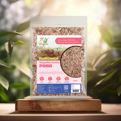 Organic mappillai samba poha traditional red rice flakes 200g healthy breakfast by 99B Organic