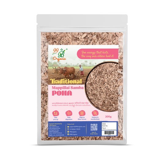 Organic mappillai samba poha traditional red rice flakes 200g healthy breakfast by 99B Organic