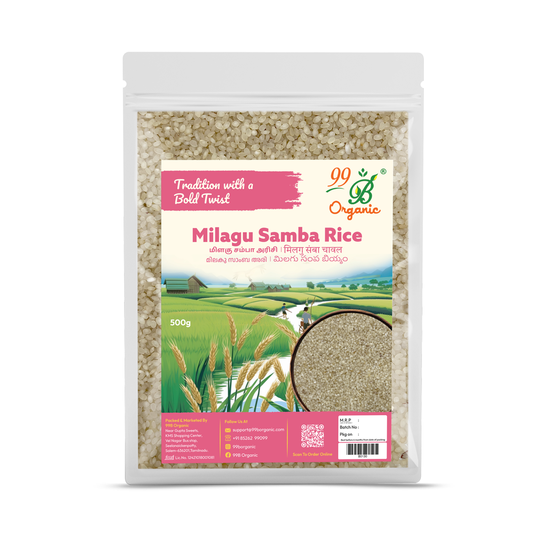 Milagu Samba rice 500g – pepper-flavoured traditional heritage rice 99B Organic
