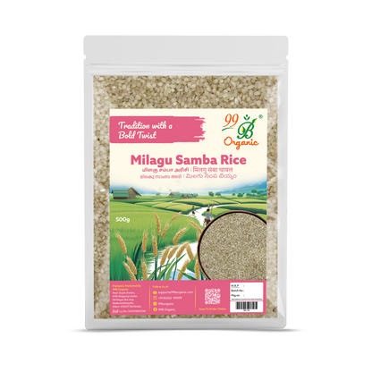 Milagu Samba rice 500g – pepper-flavoured traditional heritage rice 99B Organic