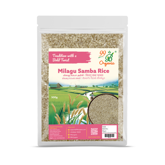 Milagu Samba rice 500g – pepper-flavoured traditional heritage rice 99B Organic