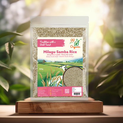 Milagu Samba rice 500g – pepper-flavoured traditional heritage rice 99B Organic