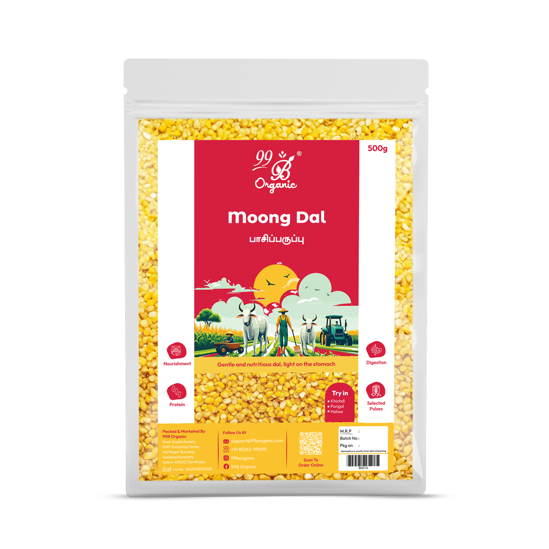 Organic moong dal split green gram 500g healthy protein rich dal by 99B Organic