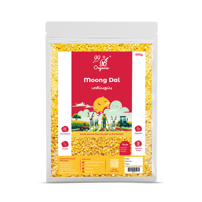 Organic moong dal split green gram 500g healthy protein rich dal by 99B Organic