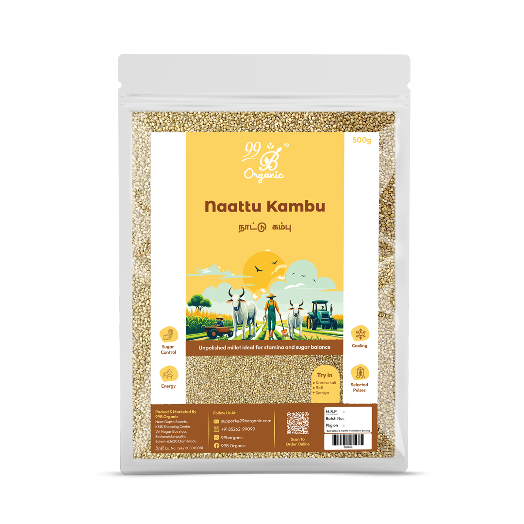 Organic nattu kambu pearl millet 500g healthy traditional millet grain by 99B Organic