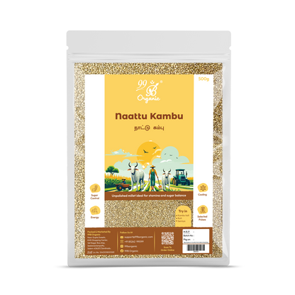 Organic nattu kambu pearl millet 500g healthy traditional millet grain by 99B Organic