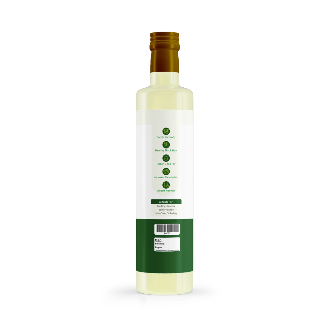 Organic coconut oil cold pressed virgin oil 500ml pure natural cooking oil by 99B Organic