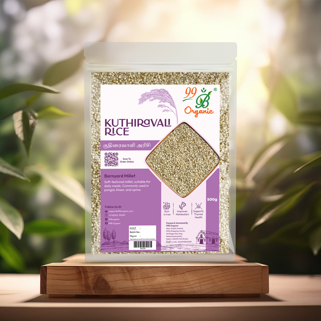 Organic kuthiravali raw barnyard millet 500g fiber rich healthy millet grain by 99B Organic