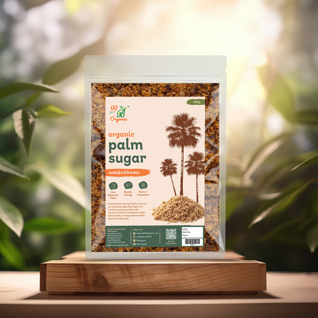 Organic palm sugar karupatti sweetener 200g natural low glycemic sweetener by 99B Organic
