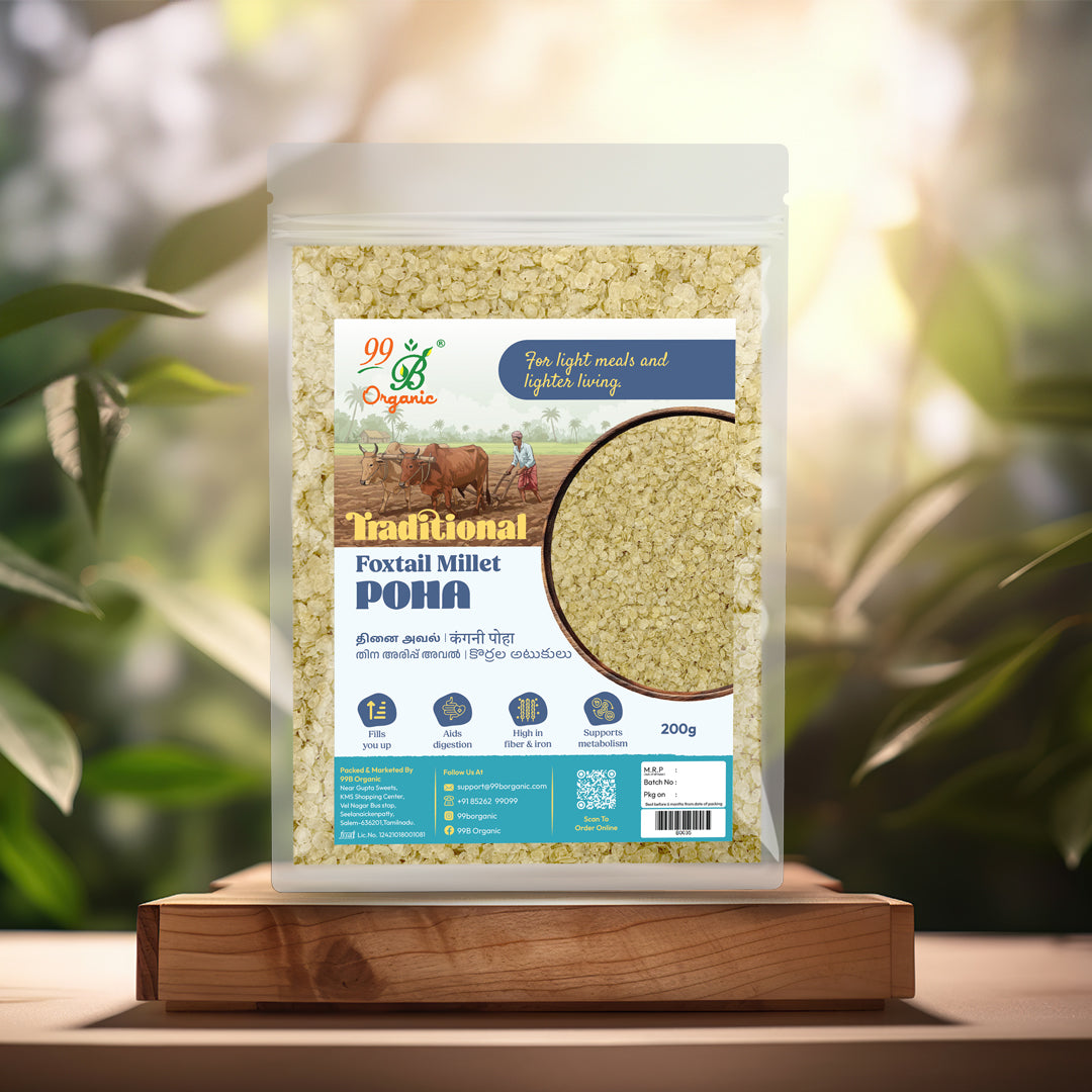 Organic thinai aval foxtail millet poha 200g healthy millet breakfast by 99B Organic