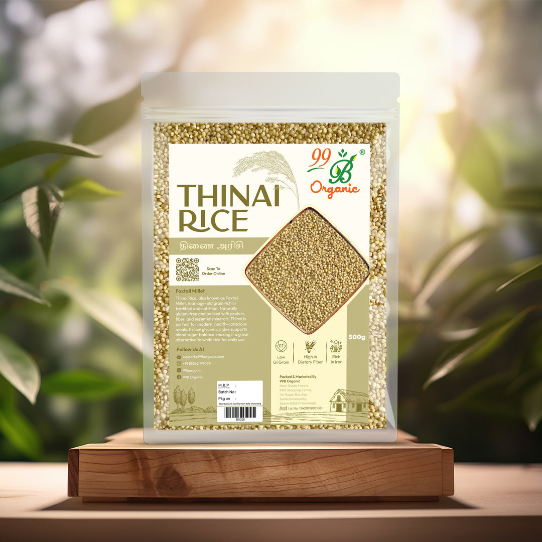 Organic thinai raw foxtail millet 500g iron rich high fiber millet by 99B Organic