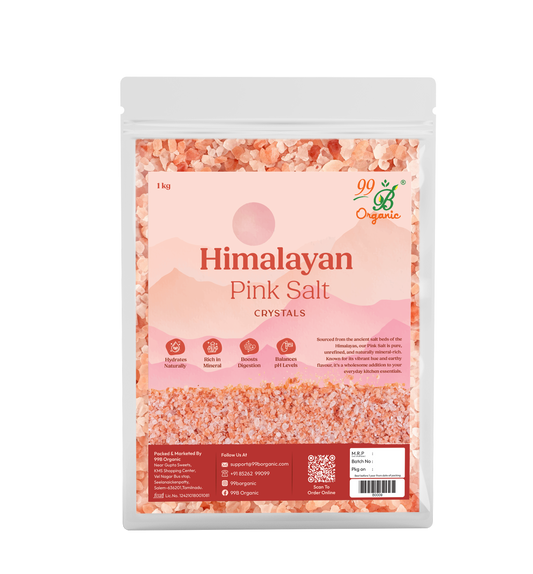 Himalayan pink salt crystal 1kg natural unrefined rock salt by 99B Organic