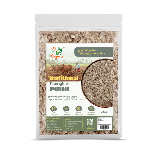Organic poonghar poha heritage rice flakes 200g traditional healthy breakfast by 99B Organic