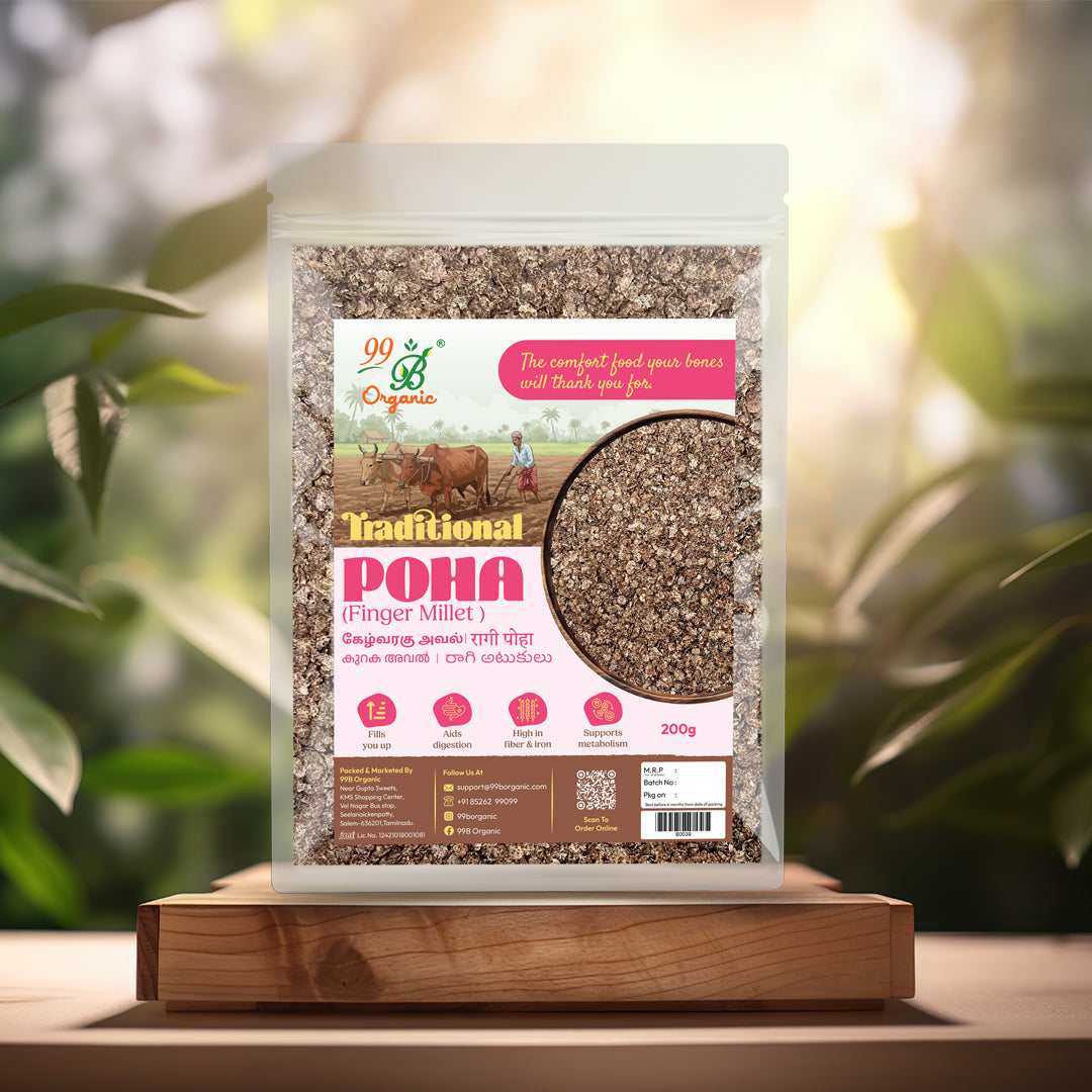 Organic ragi aval finger millet poha 200g calcium rich healthy breakfast by 99B Organic