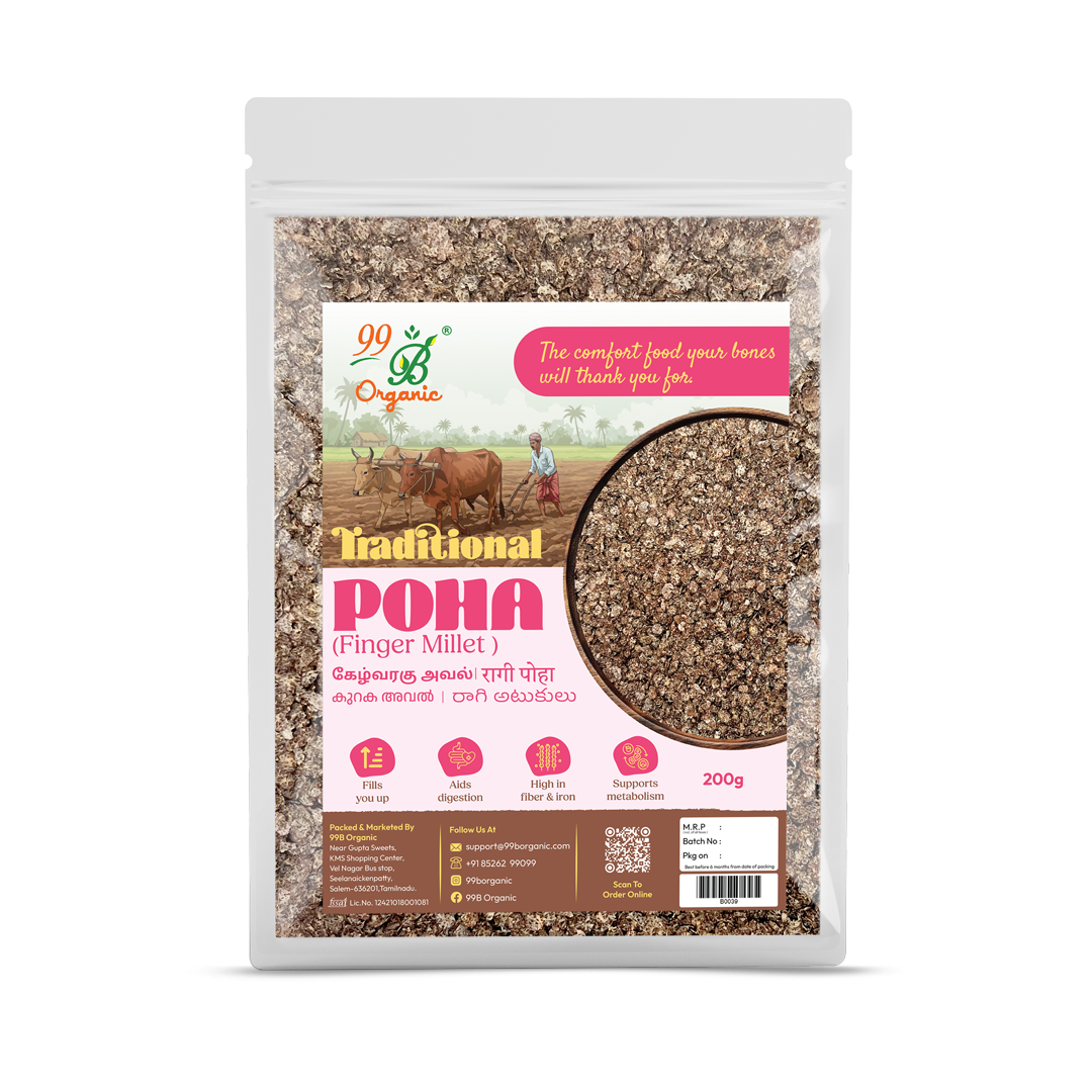 Organic ragi aval finger millet poha 200g calcium rich healthy breakfast by 99B Organic